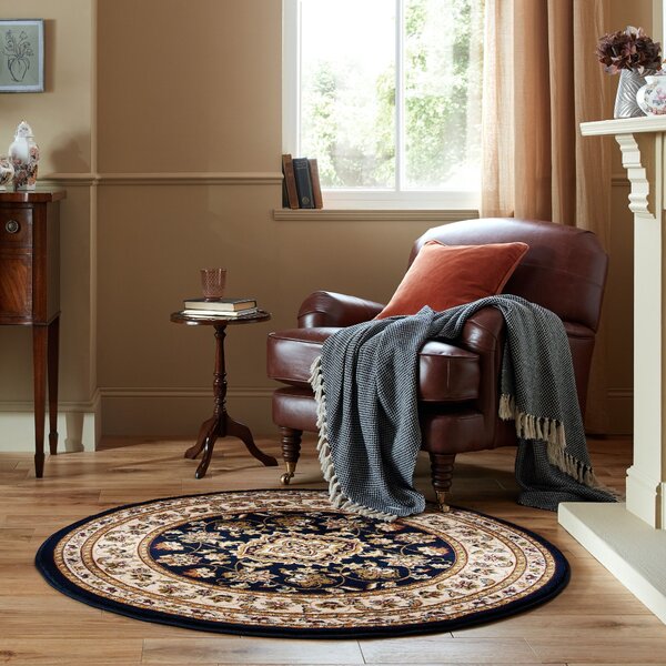 Flair Rugs, Kusový koberec Sincerity Royale Sherborne Blue kruh, 133x133 (průměr) kruh, modrá, obývací pokoj