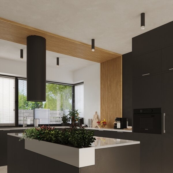 Sollux SL.1409 - Bodové svítidlo NERO 1xGU10/10W/230V 22,5 cm černá/lesklý chrom