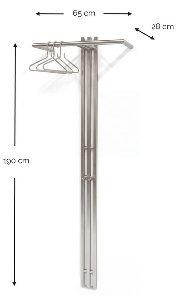 Ocelový nástěnný věšák ve stříbrné barvě 65 cm Senza – Spinder Design