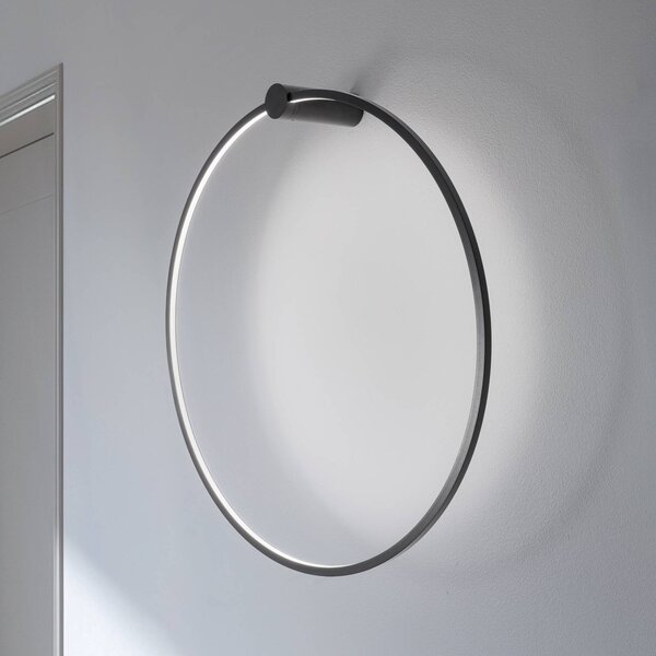 Milagro Lighting LED nástěnné světlo Saturno, černé, Ø 80 cm, kov, 4 000 K, Černá, Obývací pokoj / jídelna, Hliník, Moderní