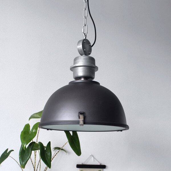 Steinhauer Závěsné svítidlo Bikkel, Ø 42 cm, černá, kov, sklo, E27, stmívatelný, Černá, Kuchyň, kov, Industriální design