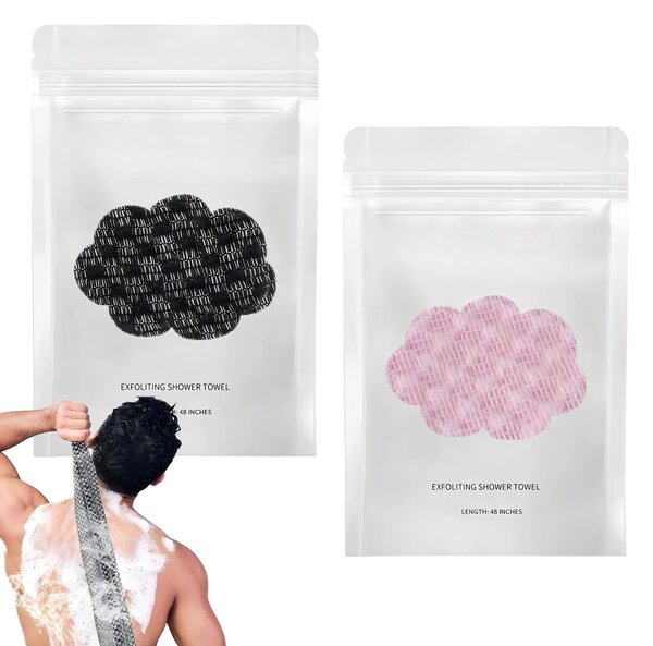Exfoliační a antibakteriální ručník na sprchu, extra dlouhý (119,4 cm), 2 v 1, vhodný pro tělo i obličej