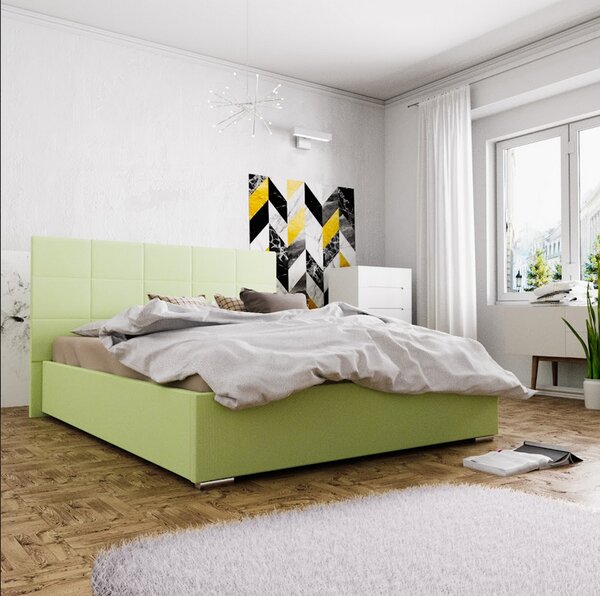 Manželská postel s úložným prostorem FLEK 4 - 140x200, žlutozelená