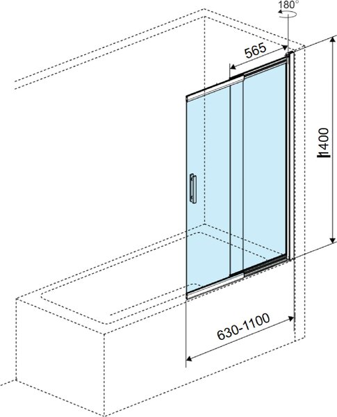 Excellent Liner vanová zástěna 110 cm dvoudílný zlatá kartáčovaný/čiré sklo KAEX.2950.1100.LP
