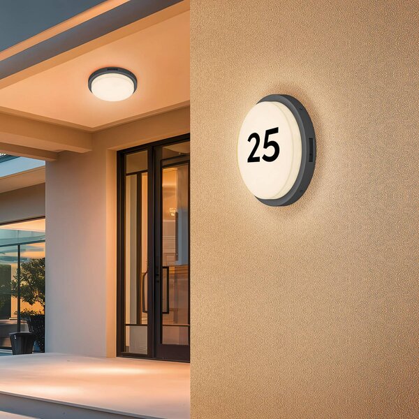 Trio Lighting Venkovní nástěnné svítidlo LED Bermejo, kulaté, senzor, antracitová, Černá, kov