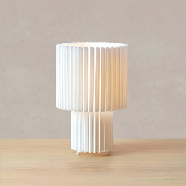 Markslöjd stolní lampa Catis, bílá, výška 32 cm, textil, E27, Bílá / opál, Obývací pokoj / jídelna, Plast, Moderní