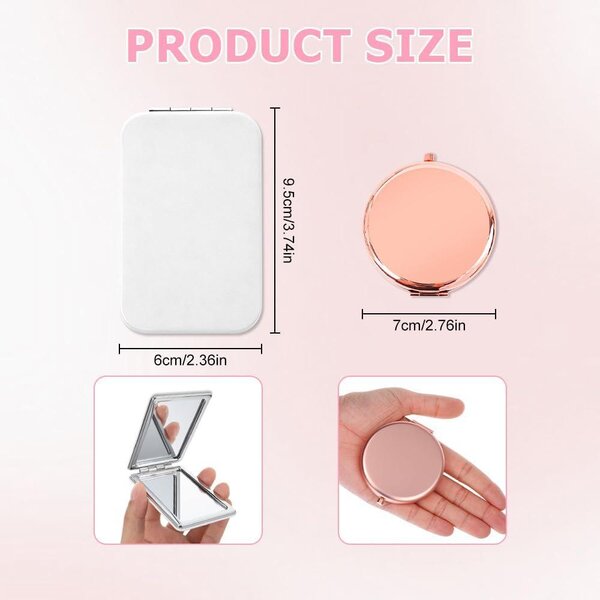 Zrcadlo na make-up, bílé a růžově zlaté barvy, vhodné na psací stůl, vyrobené z plastu