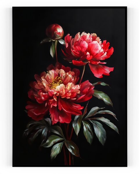 Plakát / Obraz Květ Pivoňky S okrajem Pololesklý saténový papír A4 - 21 x 29,7 cm
