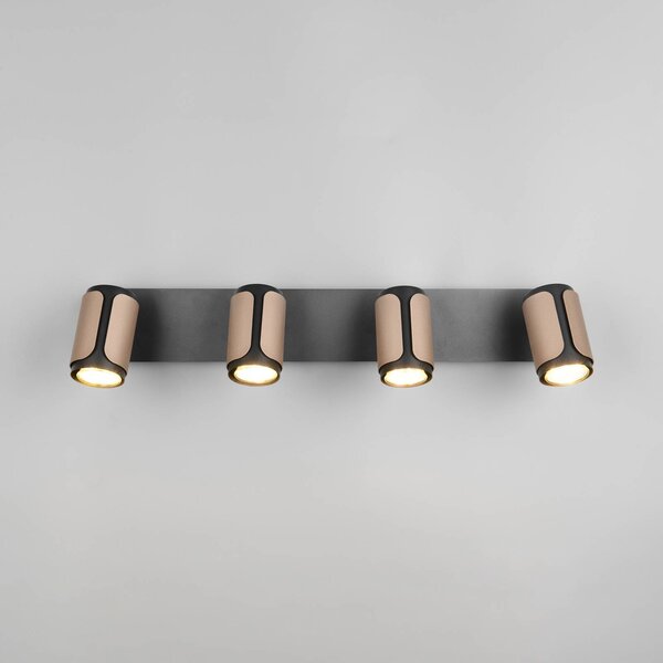 Trio Lighting Stropní bodové světlo Gillan, coffee, 4-bodové, kov, GU10, stmívatelný, Černá, Obývací pokoj / jídelna, kov, Moderní