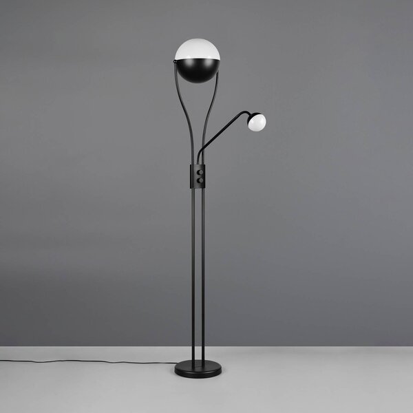 Trio Lighting LED stojací lampa Chris, černá, kov, na čtení, stmívač, stmívatelný, Černá, Obývací pokoj / jídelna, kov, Moderní