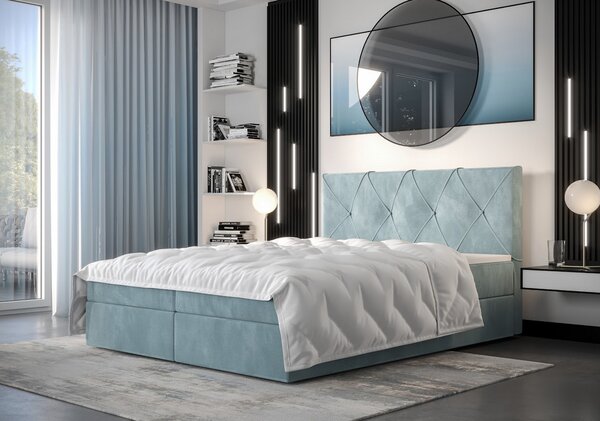 Hotelová postel s úložným prostorem LILIEN - 120x200, světle modrá