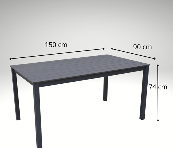 Vikio Zahradní set 150x90 pro 6 osob skládací židle V136-S šedá