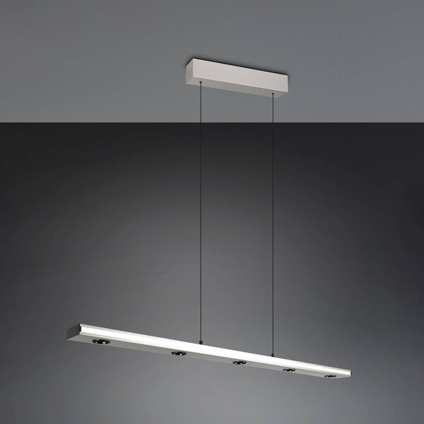 Trio Lighting LED závěsné světlo Graham, nikl, kov, nahoru/dolů, stmívač, stmívatelný, Hliník / šedá / zinek, Obývací pokoj / jídelna, kov, Moderní