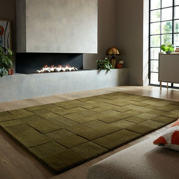 Flair Rugs, Kusový koberec Moderno Checkerboard Green, 120x170, zelená, chodba / předsíň