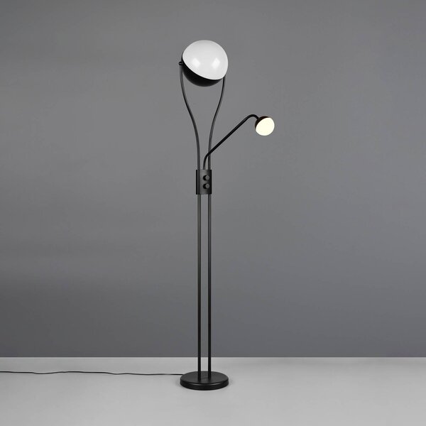 Trio Lighting LED stojací lampa Chris, černá, kov, na čtení, stmívač, stmívatelný, Černá, Obývací pokoj / jídelna, kov, Moderní