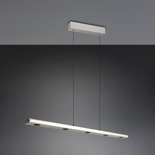 Trio Lighting LED závěsné světlo Graham, nikl, kov, nahoru/dolů, stmívač, stmívatelný, Hliník / šedá / zinek, Obývací pokoj / jídelna, kov, Moderní