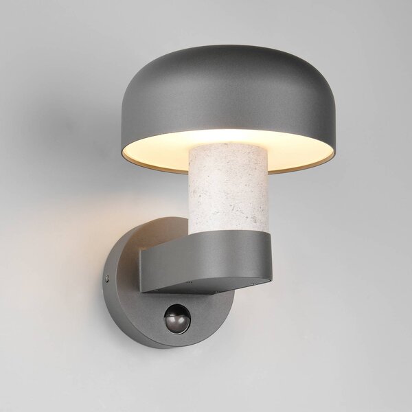 Trio Lighting Venkovní nástěnné svítidlo Fraser Sensor šedé/betonový vzhled, hliník IP54 E27, Hliník / šedá / zinek, Hliník