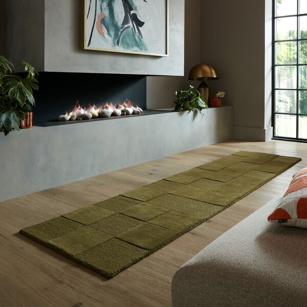 Flair Rugs, Běhoun Moderno Checkerboard Green, 60x230, zelená, chodba / předsíň