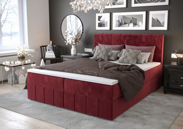 Boxspringová postel s úložným prostorem MADLEN COMFORT - 120x200, červená