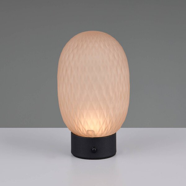 Trio Lighting LED stolní lampa Facette, jantarová, USB, sklo, stmívatelný, Krémová / jantar, Obývací pokoj / jídelna, Sklo, stojací lampa