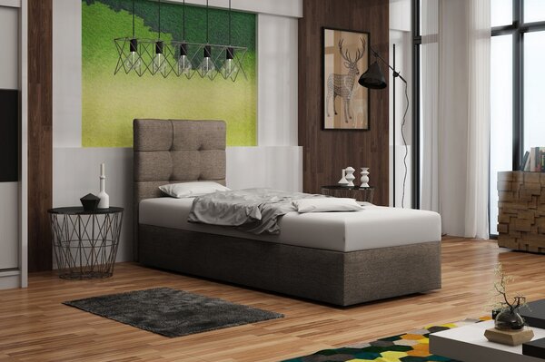 Čalouněná postel s úložným prostorem DELILAH 2 - 90x200, pravá, světle hnědá