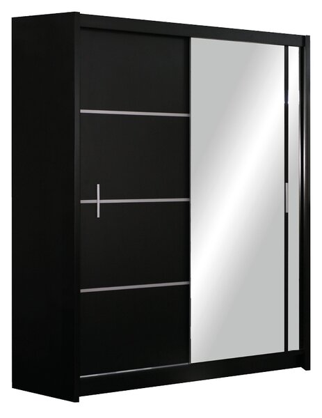 Šatní skříň 150 CHITA se zrcadlem - černá