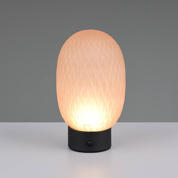Trio Lighting LED stolní lampa Facette, jantarová, USB, sklo, stmívatelný, Krémová / jantar, Obývací pokoj / jídelna, Sklo, stojací lampa