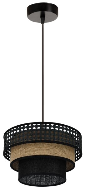 Brilagi - Lustr na lanku DAKOTA LUNETA 1xE27/15W/230V pr. 25 cm černá/ratan