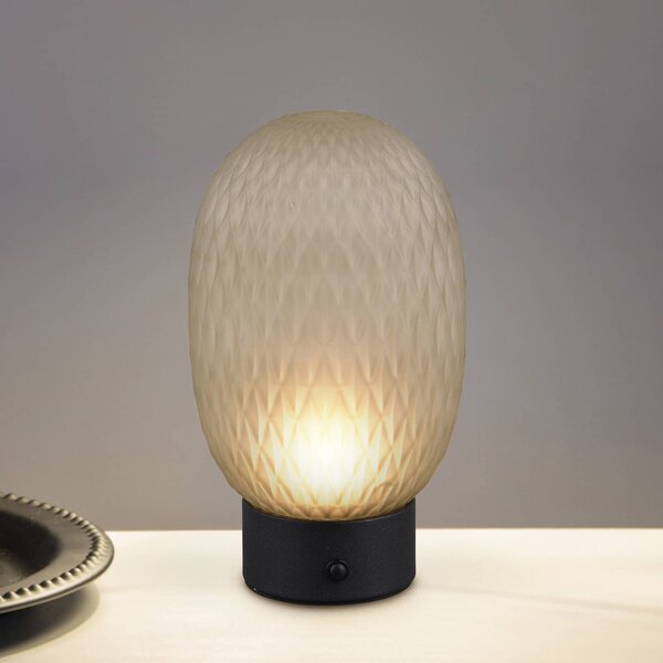 Trio Lighting LED stolní lampa Facette, zelená, USB, sklo,, stmívatelný, Zelená, Obývací pokoj / jídelna, Sklo, stojací lampa