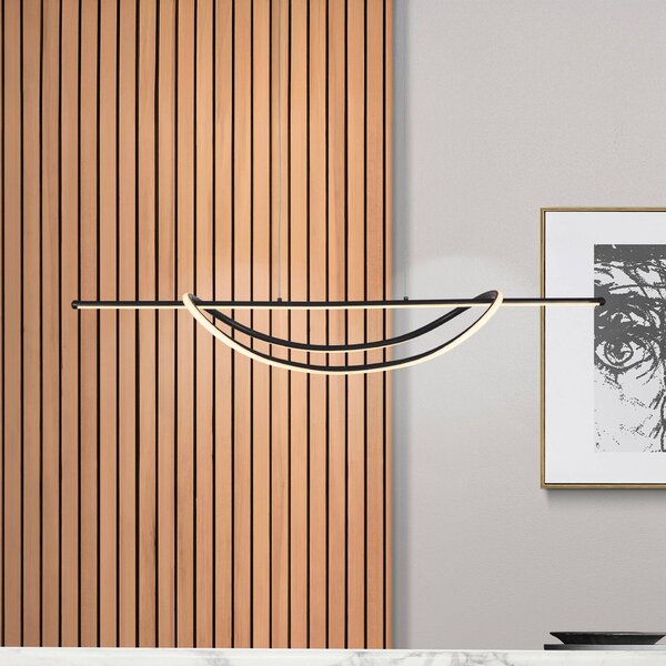 Milagro Lighting Závěsné světlo LED Ambar, kov, černé, 4 000 K, Černá, Obývací pokoj / jídelna, kov, Moderní