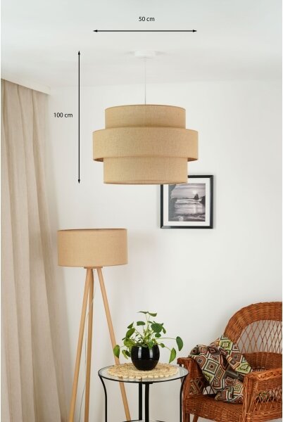 Brilagi - Lustr na lanku SPACE YUTE 1xE27/15W/230V pr. 50 cm béžová/bílá