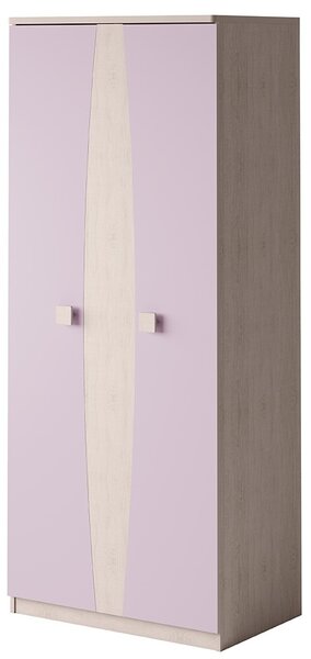 Moderní šatní skříň TENUS - dub santana/růžová