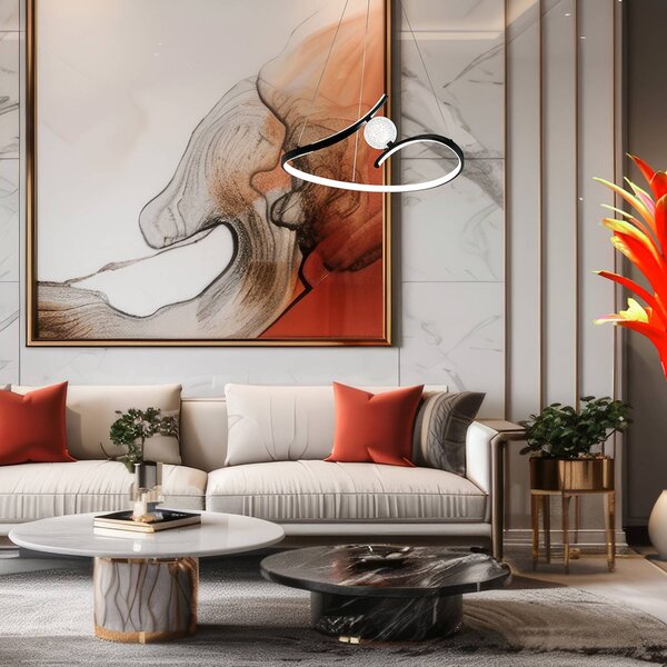 Milagro Lighting Závěsné světlo LED Perla, kov, akryl, černá, 4 000 K, Černá, Obývací pokoj / jídelna, kov, Moderní