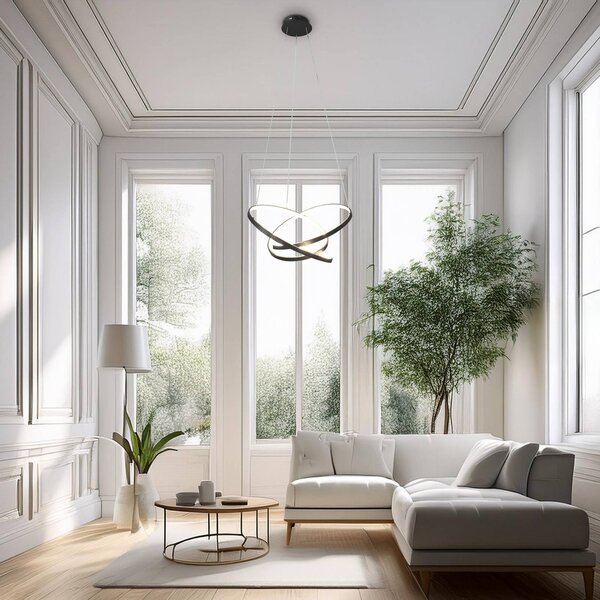 Milagro Lighting Závěsné světlo LED Empoli, kov, černé, 4 000 K, Černá, Obývací pokoj / jídelna, kov, Moderní