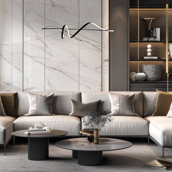 Milagro Lighting Závěsné světlo LED Sash, kov, černé, 4 000 K, Černá, Obývací pokoj / jídelna, kov, Moderní