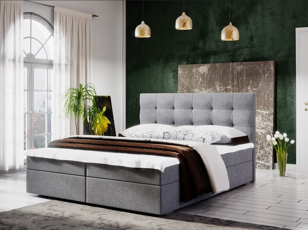 Manželská postel s úložným prostorem STIG COMFORT 5 - 180x200, světle šedá