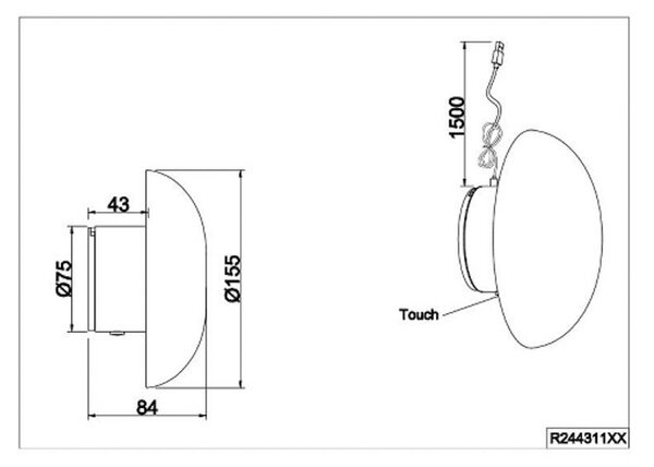 Reality Leuchten LED nástěnné světlo na akumulátor Davey, zelené, stmívatelné, Ø 15,5 cm, stmívatelný, Zelená, Obývací pokoj / jídelna, kov