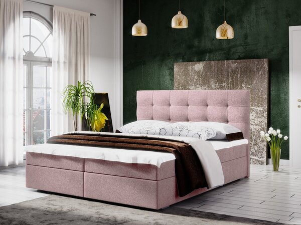 Manželská postel s úložným prostorem STIG COMFORT 5 - 180x200, růžová