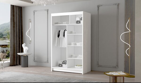 Dvoudveřová šatní skříň NICA - šířka 120 cm, černá / bílá