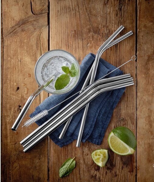 WMF - SADA 6x Nerezová brčka BARIC + čistící kartáček