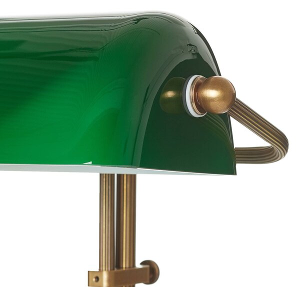 Berliner Messinglampen Pravá bankéřská lampa TULSI, Zelená, Obývací pokoj / jídelna, Sklo, Starožitný