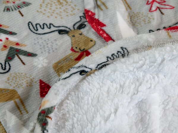 Beránková mikinová deka s rukávy a kapucí YULE HUG světle šedá