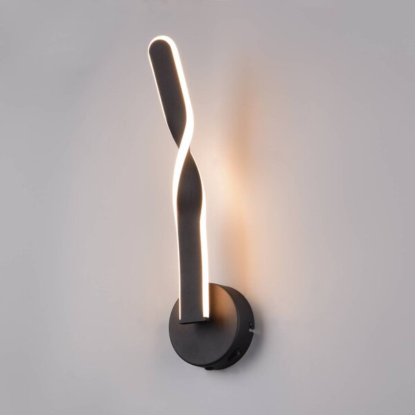 Reality Leuchten LED nástěnné světlo Ginko, černá matná, kov, výška 45,5 cm, Černá, Obývací pokoj / jídelna, kov, Moderní