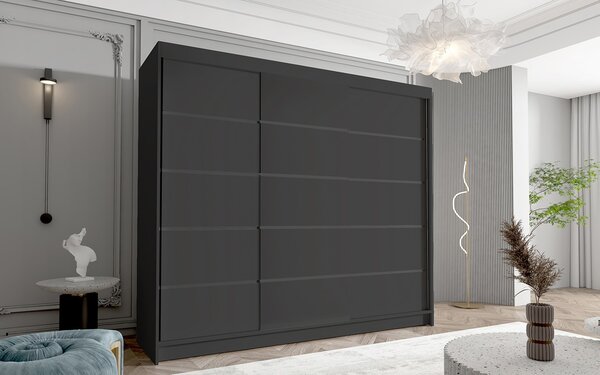 Třídveřová šatní skříň NICA - šířka 250 cm, černá