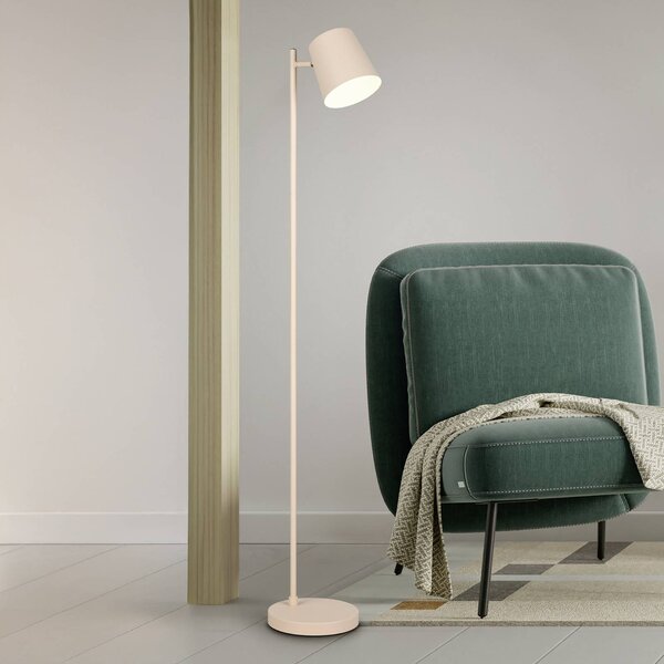 Reality Leuchten LED stojací lampa Blake, písková, kov, stmívatelné, stmívatelný, Krémová / jantar, Obývací pokoj / jídelna, kov