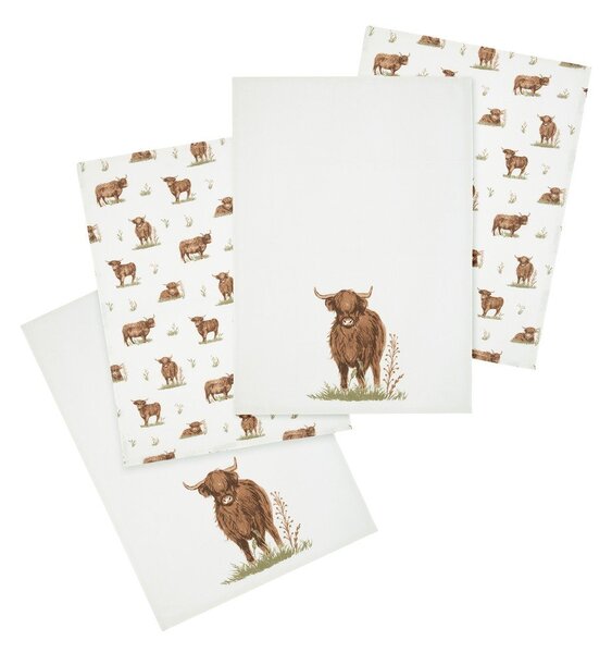 Bavlněné utěrky v sadě 4 ks 50x70 cm Angus Highland Cow – Catherine Lansfield