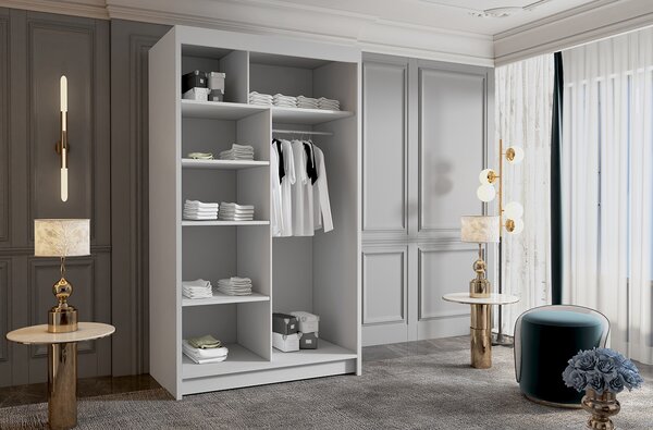 Šatní skříň se zrcadlem MILINA - 100 cm, černá