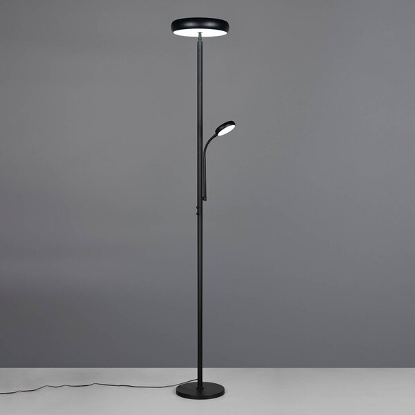 Reality Leuchten LED stojací lampa Palermo, černá matná, dálkové ovládání, paměť, stmívatelný, Černá, Obývací pokoj / jídelna, kov