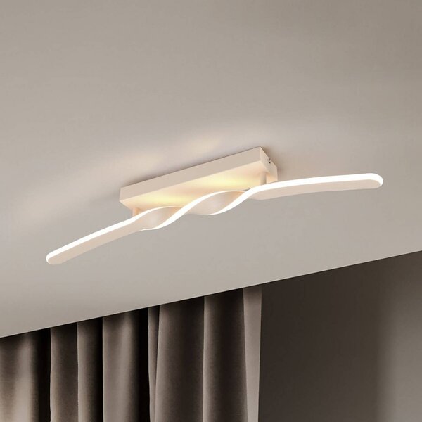 Reality Leuchten LED stropní svítidlo Ginko, písková, kov, délka 79 cm, Krémová / jantar, Obývací pokoj / jídelna, kov, Moderní
