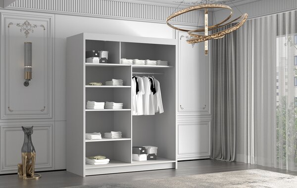 Šatní skříň se zrcadlem MILINA - 150 cm, kašmír